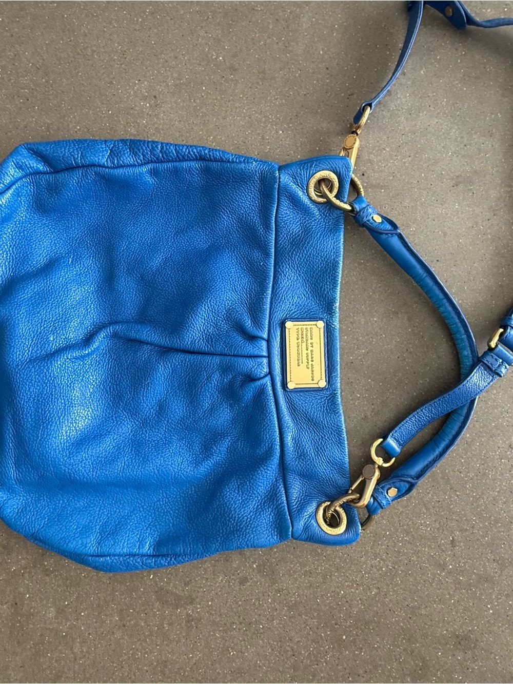 Marc Jacobs Electric Blue Leather Shoulder Bag with Gold Hardware